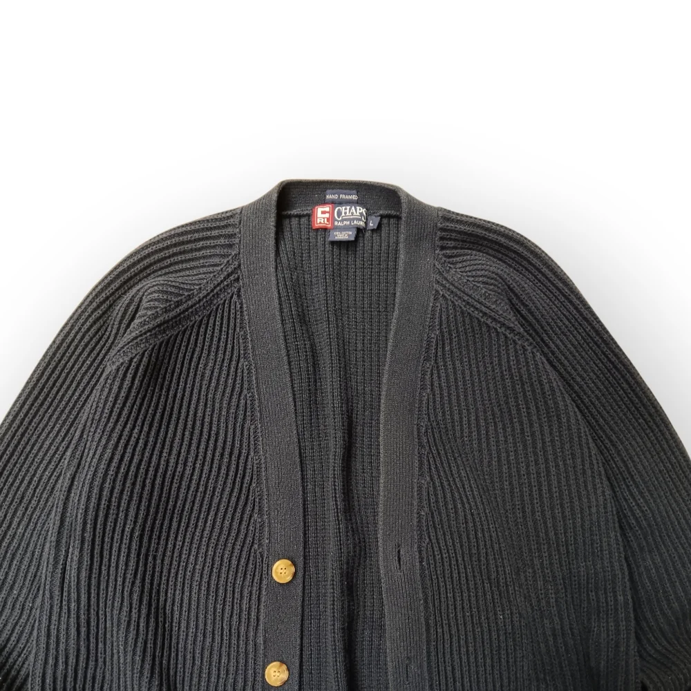 Ralph Lauren Chaps Y2k Men's Navy Cardigan Sweater - L - Picture 2 of 3